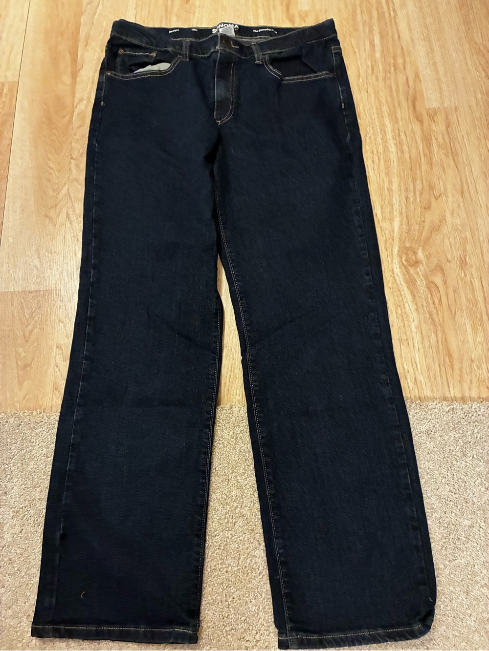 Dark Blue Straight-Leg Jeans
